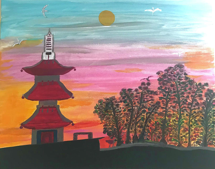 Pagoda Dreams 2 Painting by Carol Daniel Faust