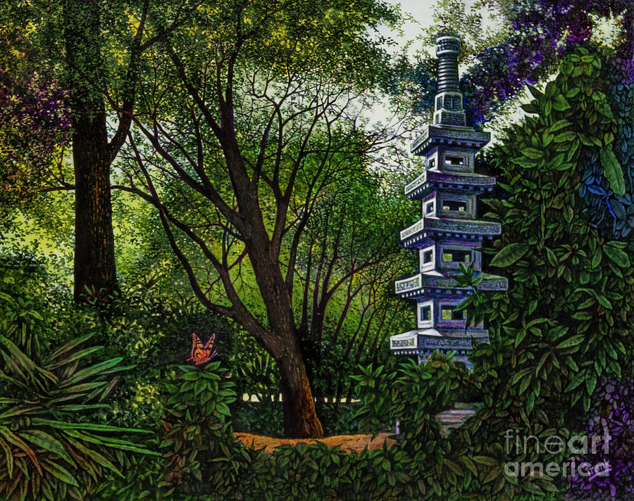 Pagoda Painting by Michael Frank