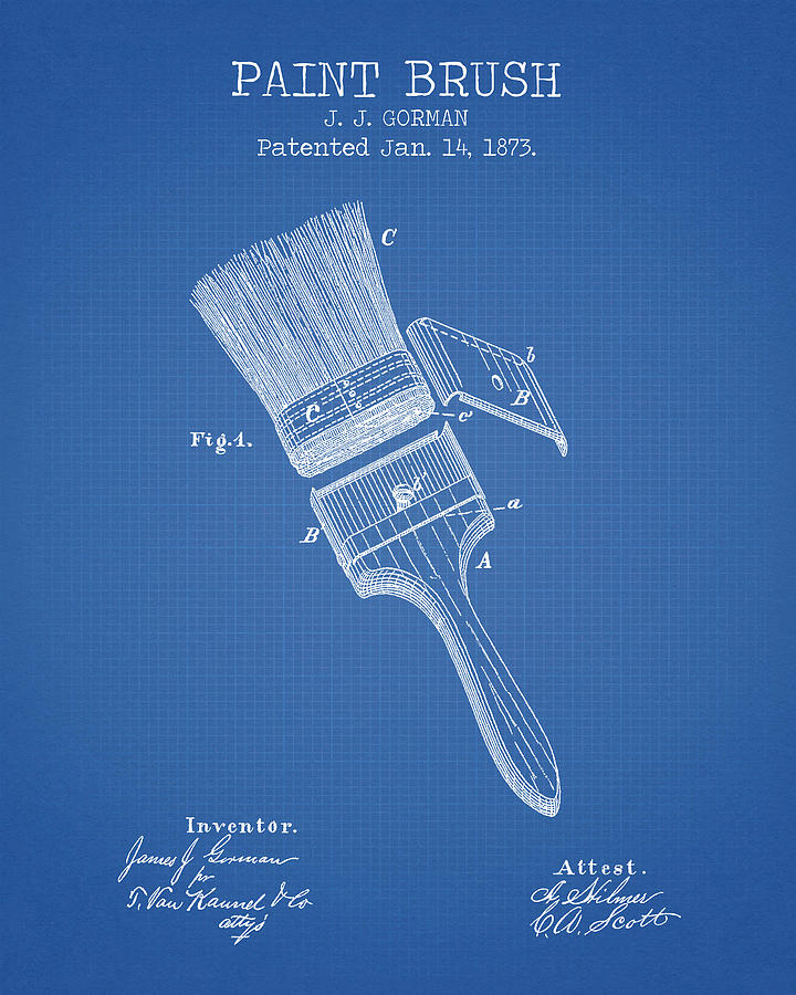 Abstract Digital Art - Paint brush patent #1 by Dennson Creative