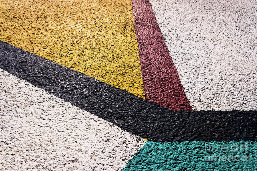 Painted Asphalt Of Bright Colors As Artistic Background. Photograph