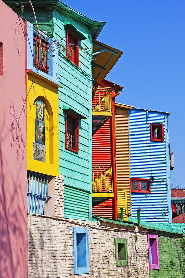 Painted buildings La Boca #1 Photograph by John W Banagan