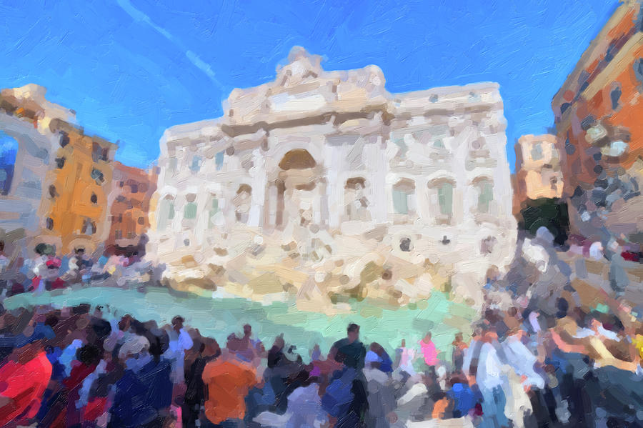 painting of The Trevi Fountain #1 Photograph by Vivida Photo PC