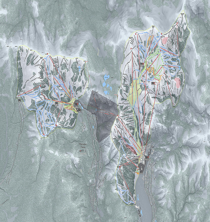 Palisades Tahoe Ski Resort Map Digital Art By Powder Addicts Pixels