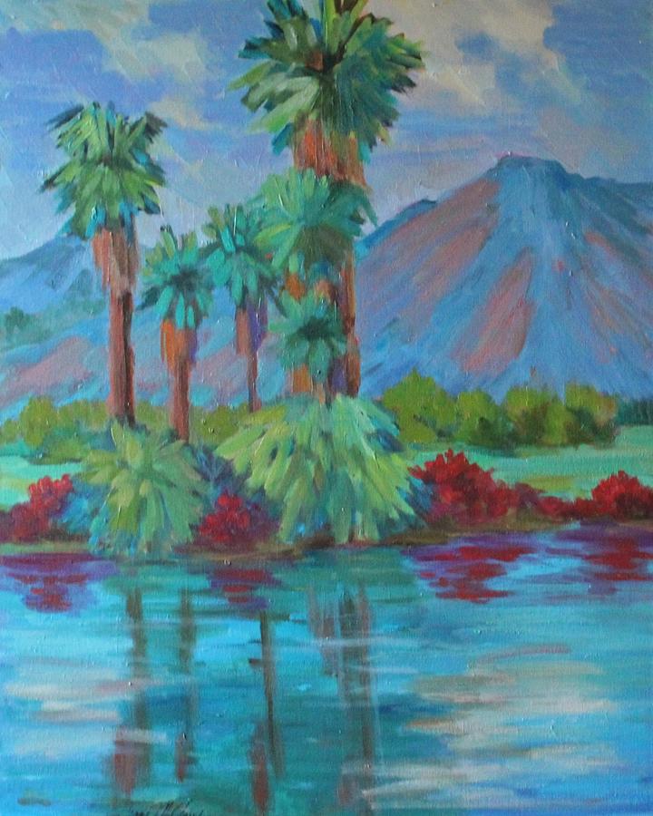 Palms and Reflections #1 Painting by Diane McClary