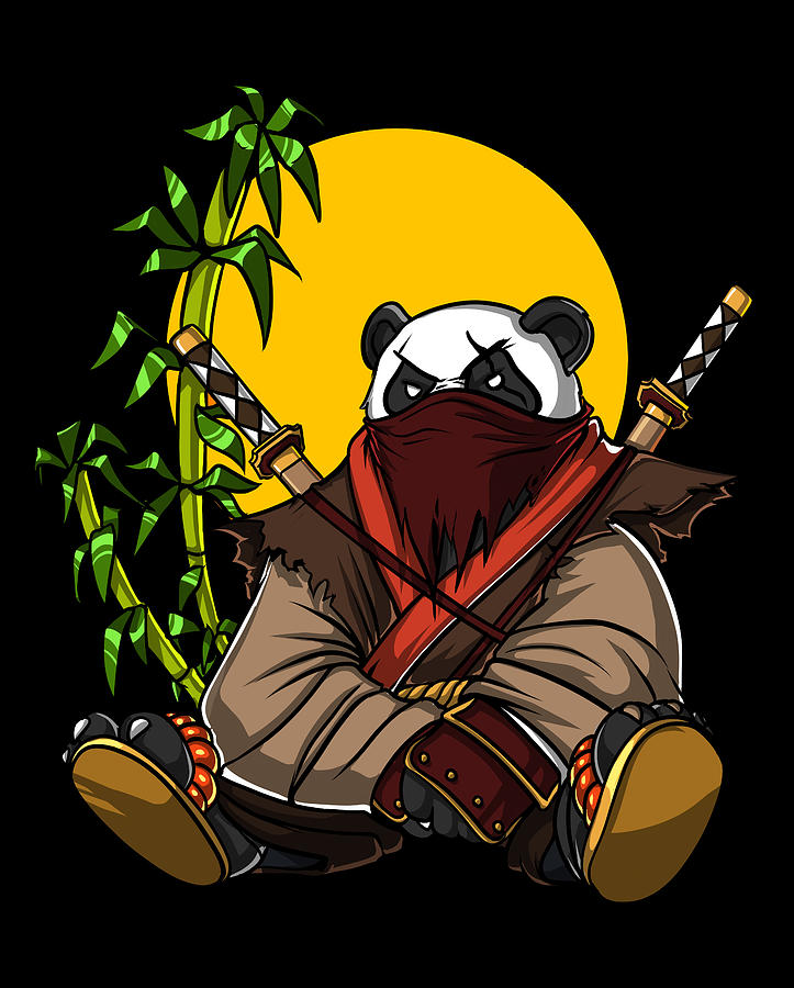 Panda Bear Ninja Samurai Digital Art by Nikolay Todorov - Pixels