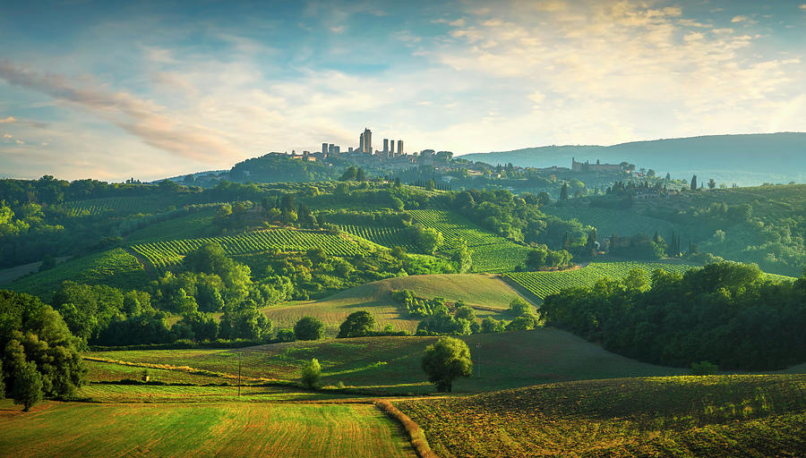 San Gimignano Countryside Panorama Photograph by Stefano Orazzini