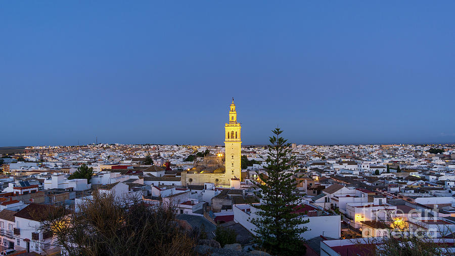 Panoramic View of Lebrija in the Spanish Province of Seville Blue Hour #1 Photograph by Pablo Avanzini