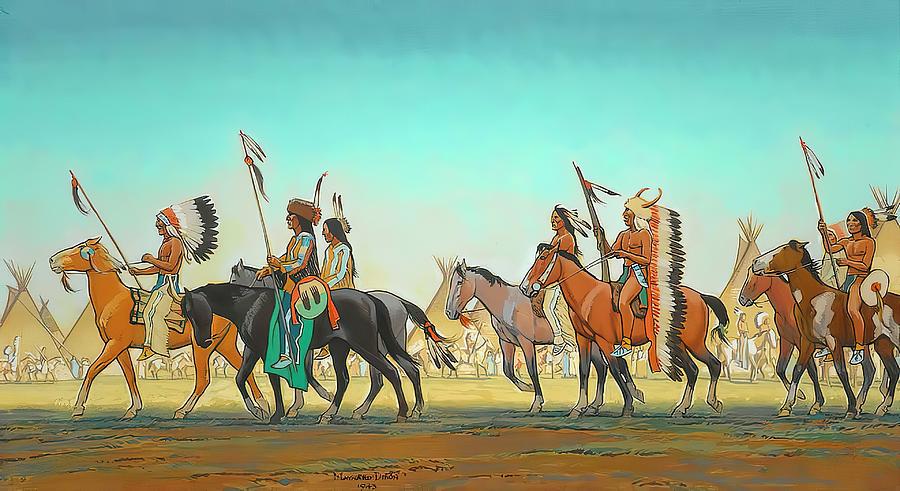 Parade of Warriors #1 Painting by Maynard Dixon