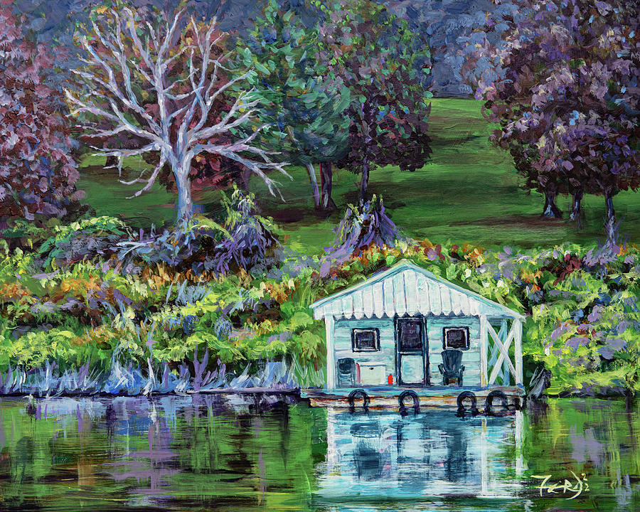 Paradise on a pond #2 Painting by Robert FERD Frank