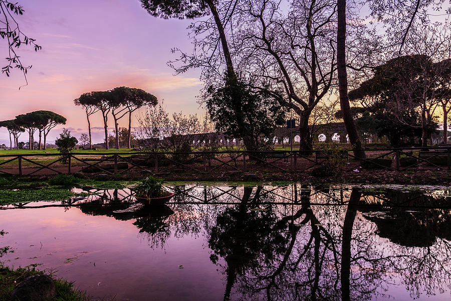 Parco degli Acquedotti at sunset in Rome, Italy #1 Photograph by Fabiano Di Paolo