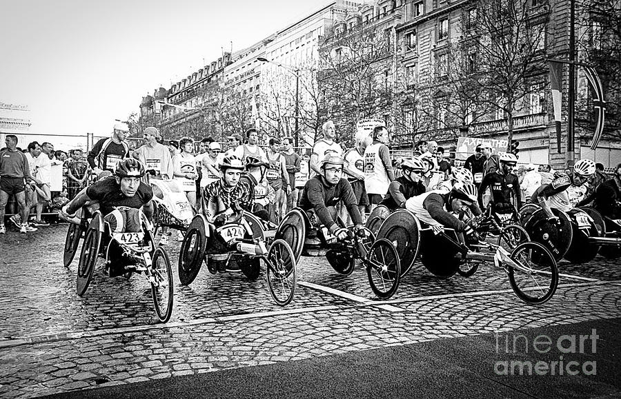 Paris Avenue des Champs-Elysees during the Marathon. #1 Photograph by Cyril Jayant