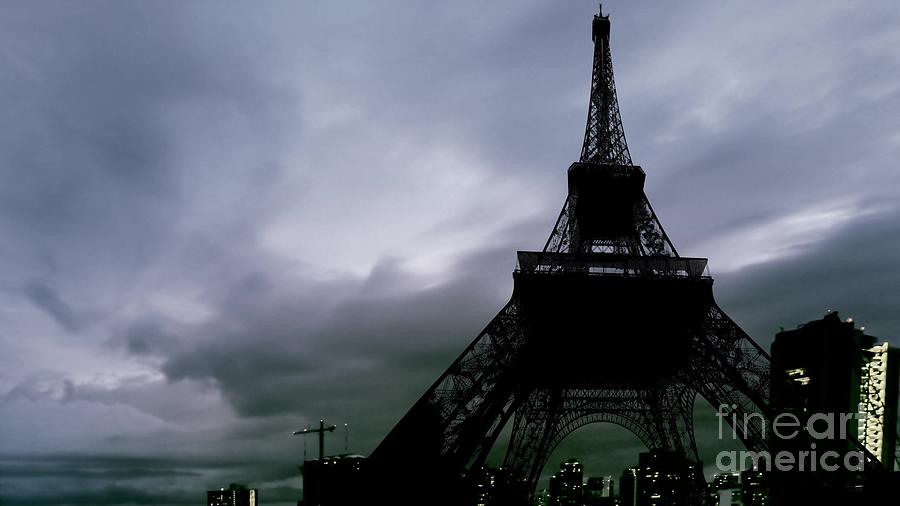 Paris dark Tour Eiffel sky at night #1 Photograph by Benny Marty