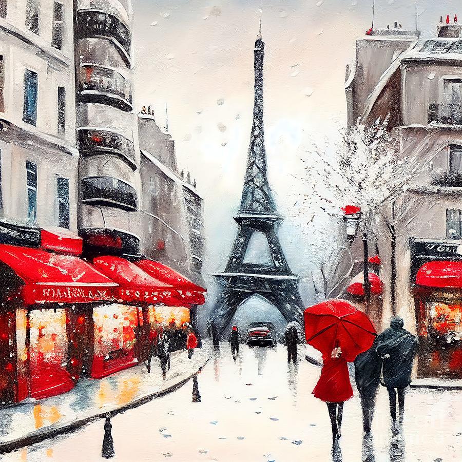 Paris In The Snow #6 Painting By Pixel Chimp - Fine Art America