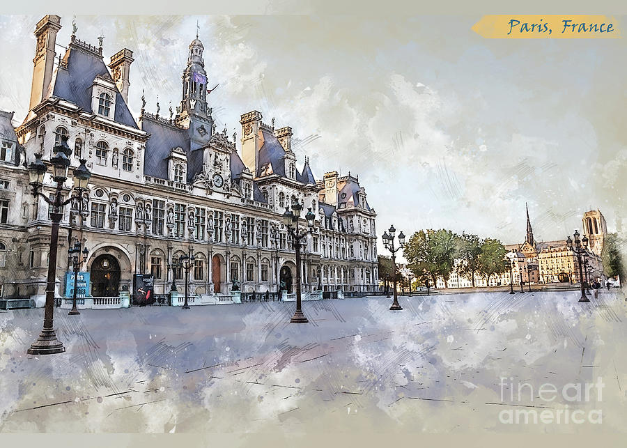 Paris sketch #1 Digital Art by Ariadna De Raadt