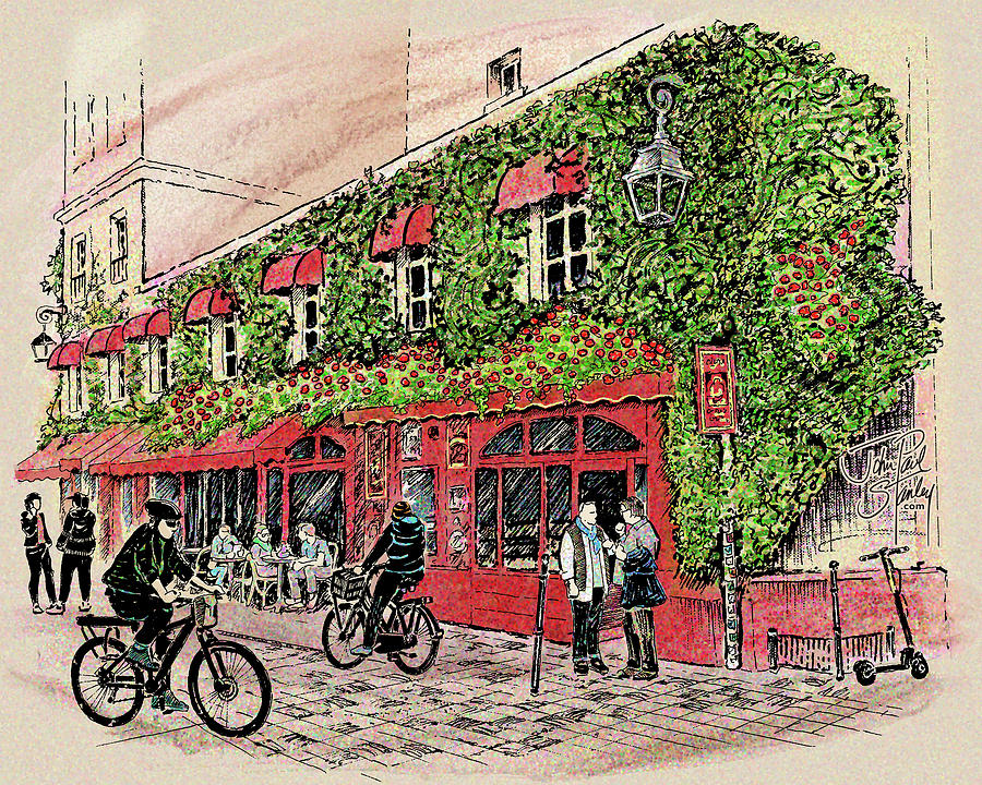 Parisian Cafe #2 Drawing by John Paul Stanley