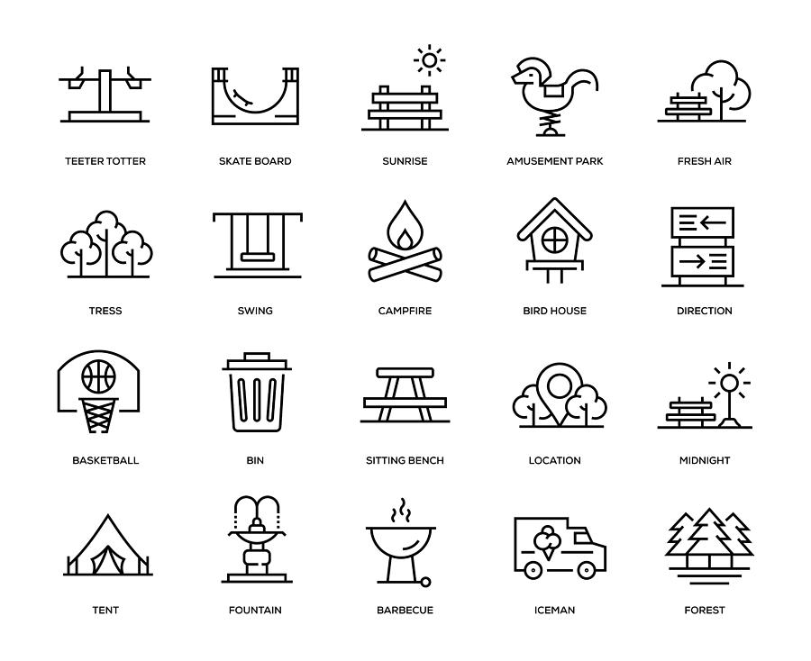 Park Icon Set #1 Drawing by Enis Aksoy