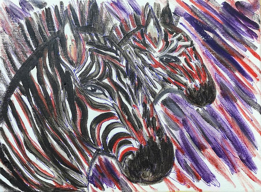 Zebras in abstract Painting by Lisa Koyle