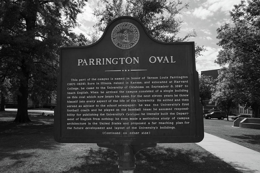 Parrington Oval marker at the University of Oklahoma #1 Photograph by Eldon McGraw