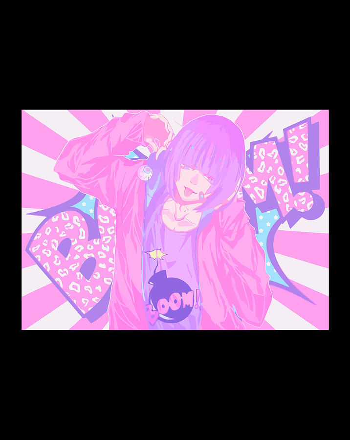 Pastel Goth Pink Aesthetic Yume Kawaii Anime Boy Digital Art by Linh Nguyen