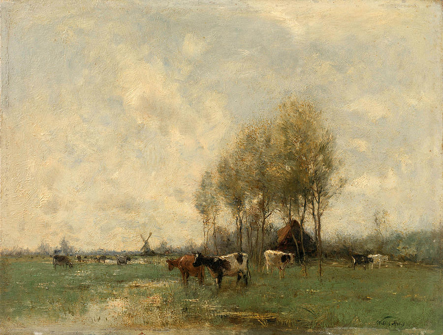 Pasture with cows #1 Painting by Willem Maris