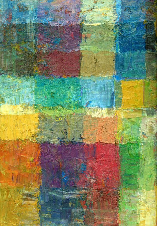 Patchwork with Red #1 Painting by Michelle Calkins