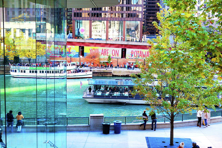 Colors Chicago River From Apple Store Photograph by Patrick Malon