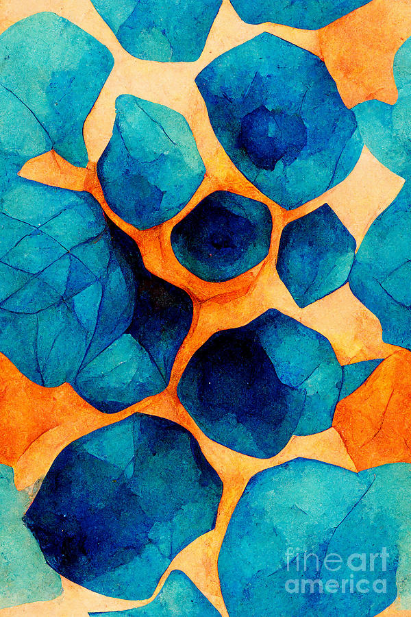 Abstract Digital Art - Pattern Blue Orange #1 by Sabantha