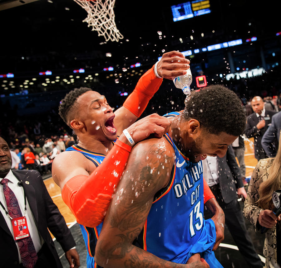 Paul George and Russell Westbrook #1 Photograph by Zach Beeker