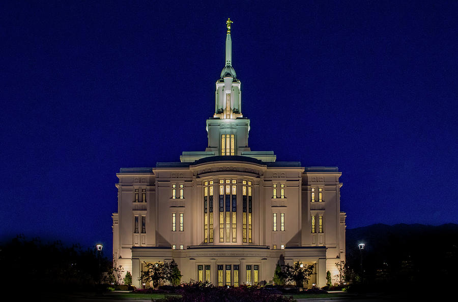 Payson Temple at Night #1 Photograph by K Bradley Washburn