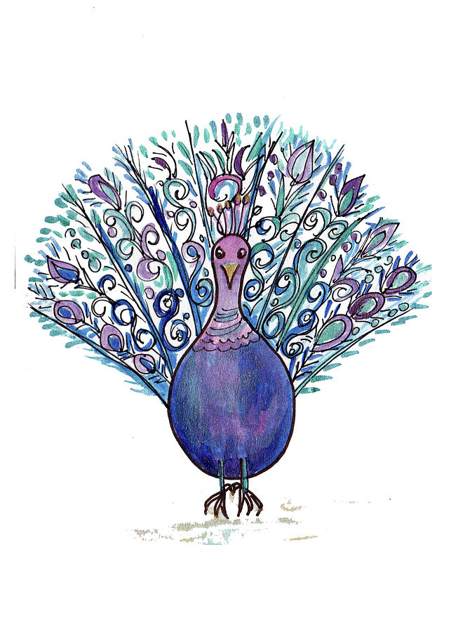 Peacock #2 Painting by Sarabjit Singh
