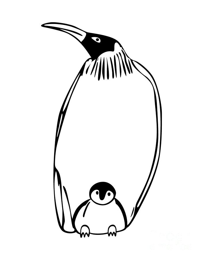 Penguin with cub #1 Drawing by Michal Boubin