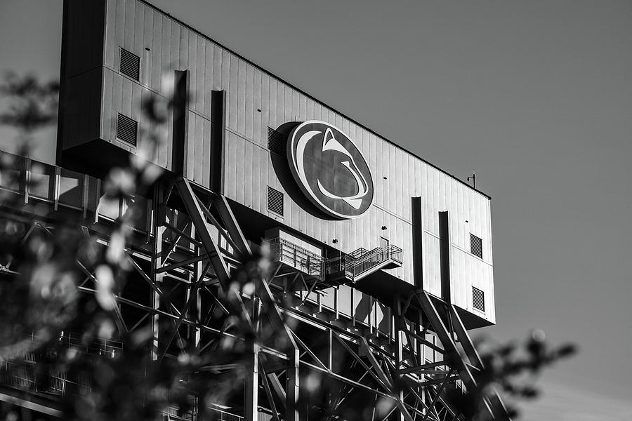Penn State University Beaver Stadium in black and white #1 Photograph by Eldon McGraw