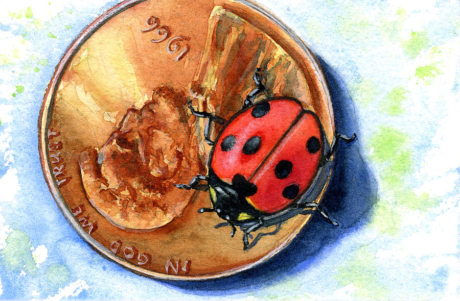 Penny and Lady Bug Painting by John D Benson