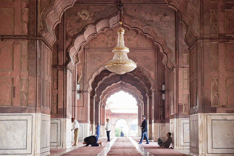 People Praying at Jama Masjid - Old Delhi, India #1 Photograph by Powerofforever
