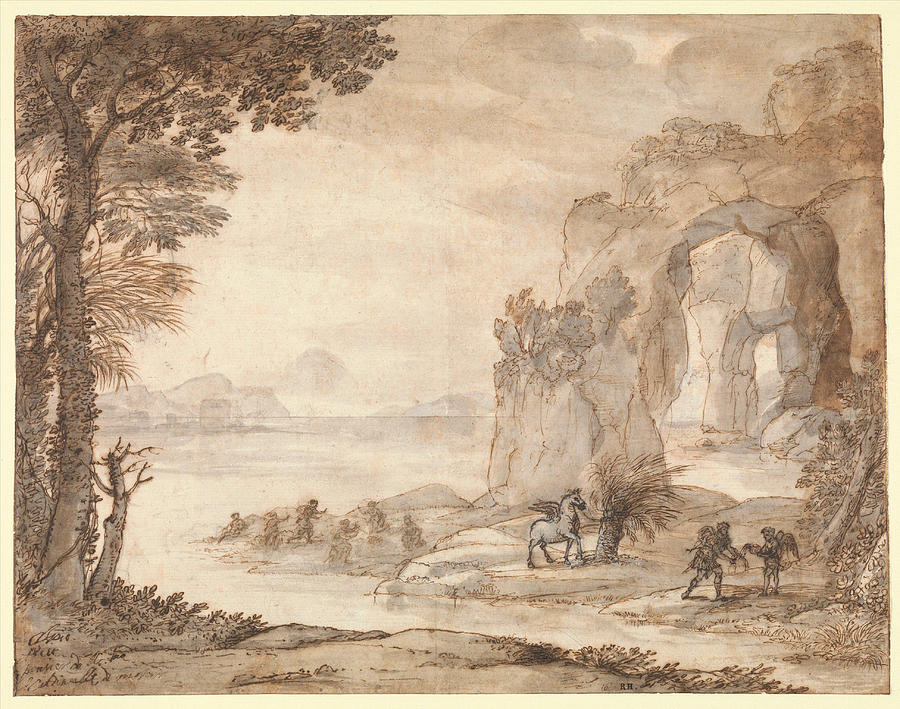 Perseus and the Origin of Coral #2 Drawing by Claude Lorrain