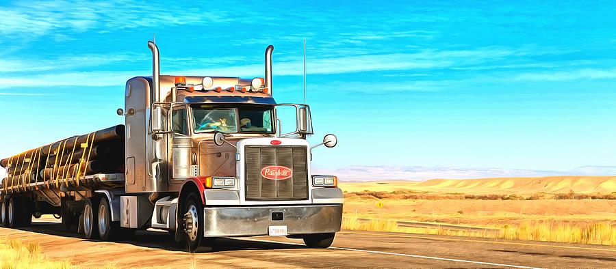 Peterbilt 379 semi-truck, Utah, USA Digital Art by Mick Flynn
