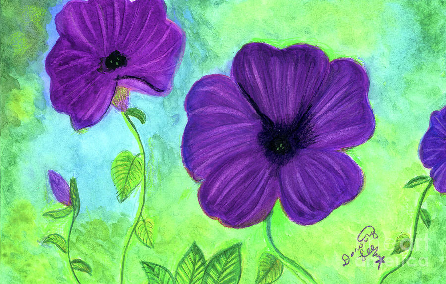 Petunias On A Cool Summer Day #1 Painting by Dorothy Lee