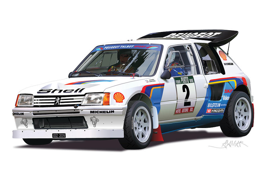 PEUGEOT 205 T16 1985 no back Drawing by Alain Jamar