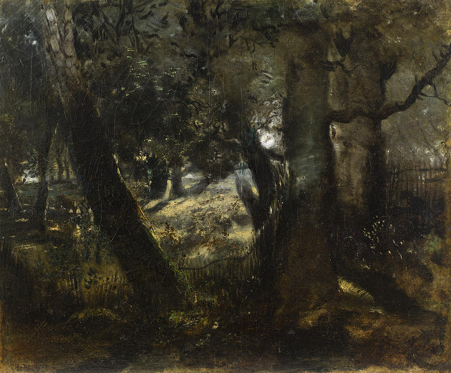 Pheasantry in the Forest of Compiegne #1 Painting by Theodore Rousseau