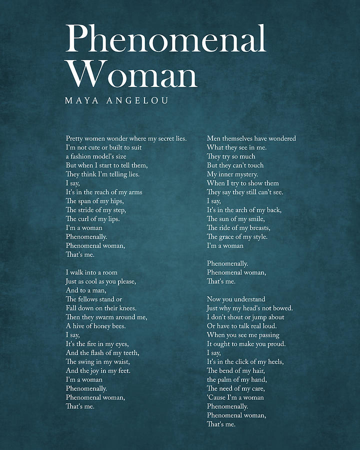 Typography Digital Art - Phenomenal Woman - Maya Angelou Poem - Literature - Typography 2 #2 by Studio Grafiikka