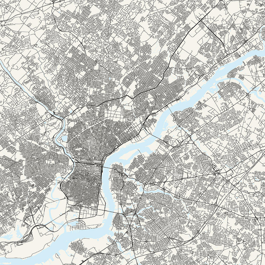 Philadelphia, Pennsylvania Vector Map #1 Drawing by Lasagnaforone