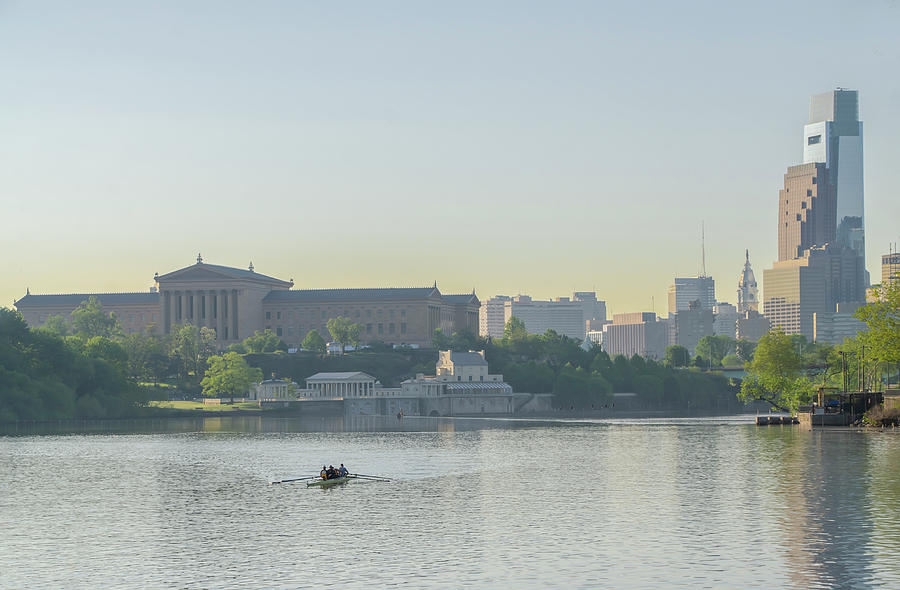 Philadelphia - Rowing in Front of the Art Museum #1 Photograph by Bill Cannon