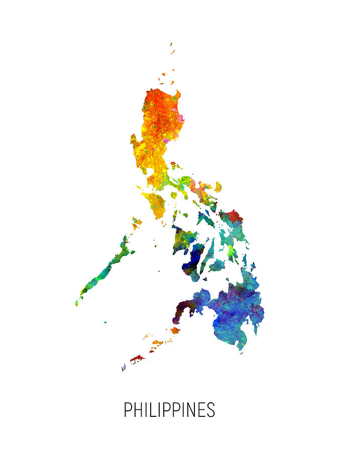 Philippines Watercolor Map #1 Digital Art by Michael Tompsett