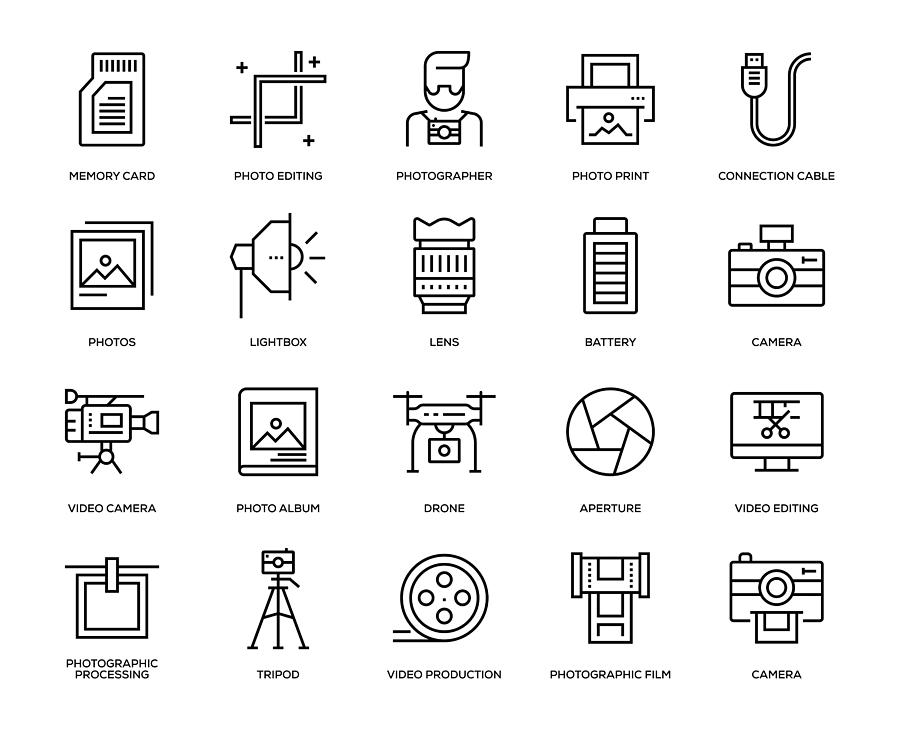 Photography Icon Set #1 Drawing by Enis Aksoy