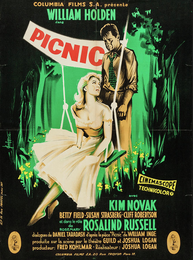 William Holden Mixed Media - Picnic, 1956 - art by George Kerfyser by Movie World Posters
