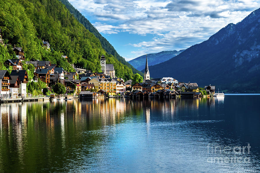 Picturesque Lakeside Town Hallstatt At Lake Hallstaetter See In Austria Photograph by Andreas Berthold