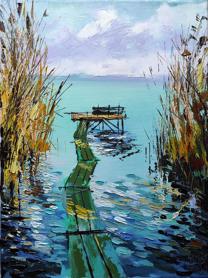 Pier In The Reeds. Painting