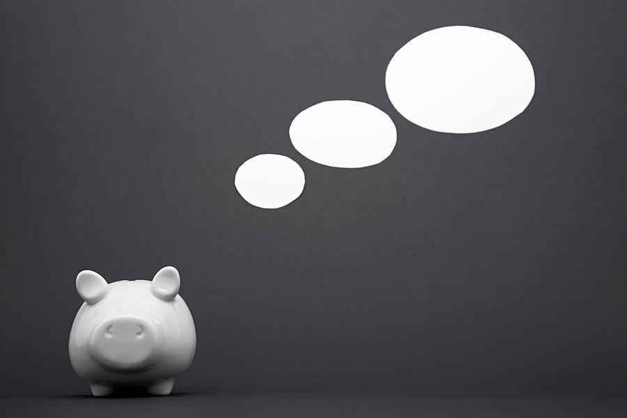 Piggybank with speech bubbles #1 Photograph by Image Source