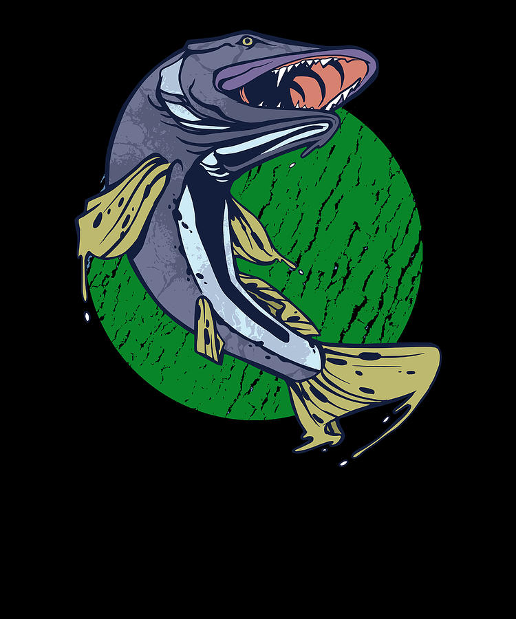 Pike motive predator fish angler gift men #1 Digital Art by