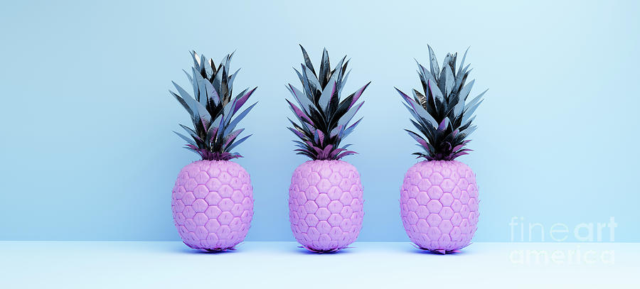Pineapple painted in pastel colors decoration #1 Photograph by Michal Bednarek